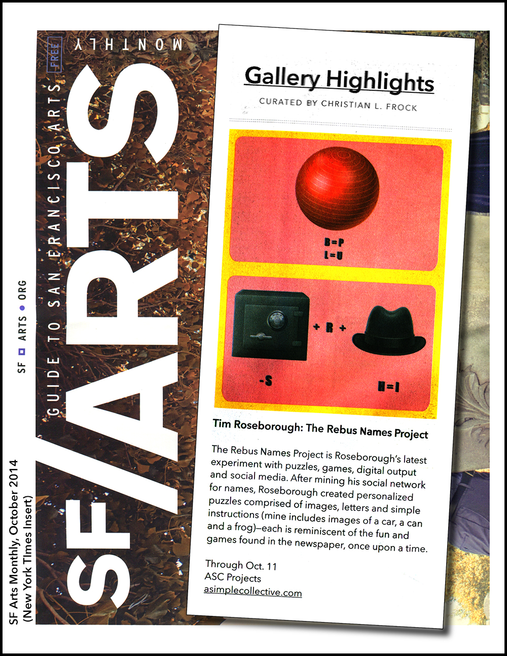 San Francisco Arts Monthly, October, 2014
